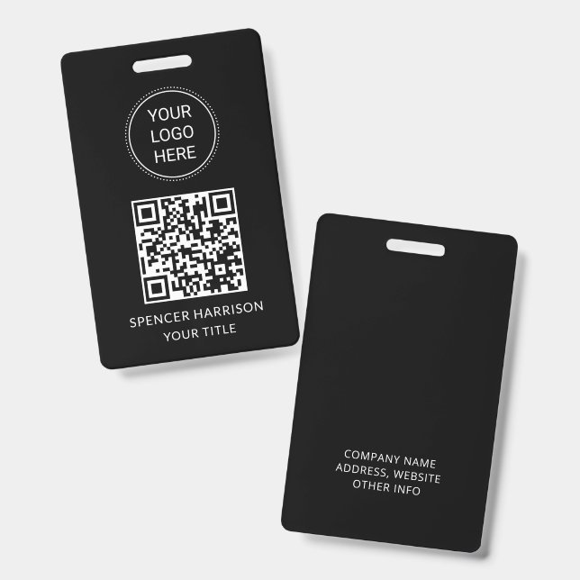 QR Code Business Logo Business Event ID Badge (Front & Back)