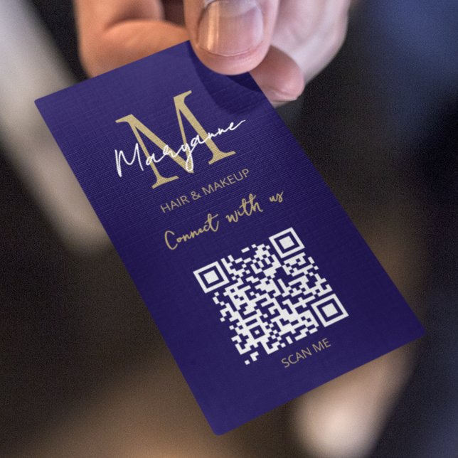 QR Code Business Logo Dark Blue Card (Creator Uploaded)