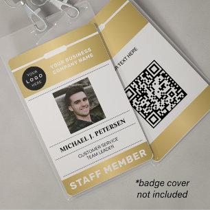 QR code business logo employee photo gold ID ID Badge