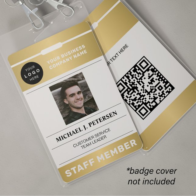 QR code business logo employee photo gold ID ID Badge (Creator Uploaded)