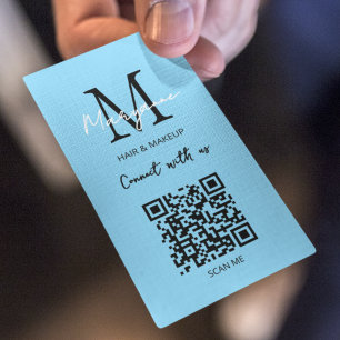 QR Code Business Logo Light Blue Business Card