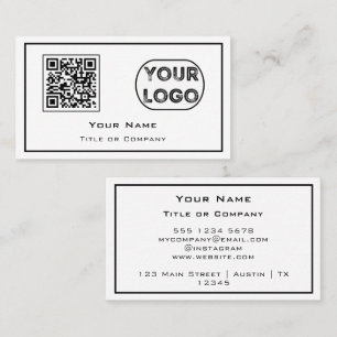 QR Code Business Logo Minimalist White Business Ca Card