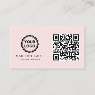 QR Code Business Logo | Modern Blush Pink Card