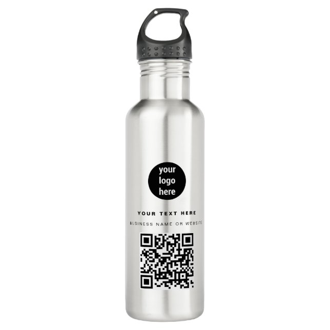 QR Code Business Logo Modern Minimalist  710 Ml Water Bottle (Front)