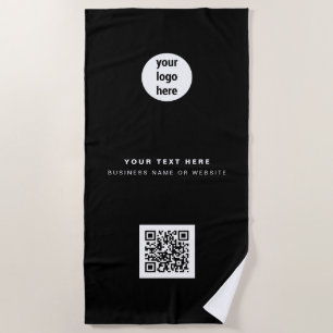 QR Code Business Logo Modern Minimalist Beach Towel