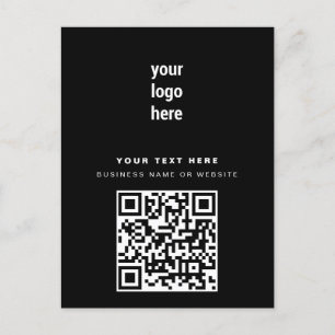 QR Code Business Logo Modern Minimalist Black  Holiday Postcard