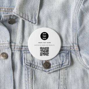 QR Code Business Logo Modern Minimalist Business  7.5 Cm Round Badge