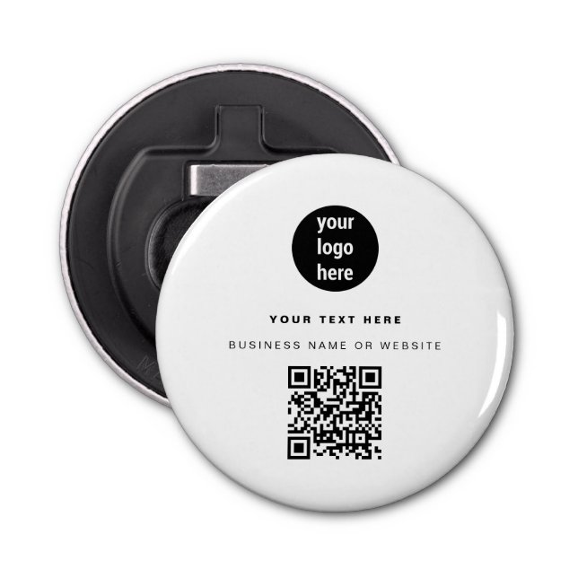 QR Code Business Logo Modern Minimalist Business  Bottle Opener (Front)