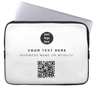 QR Code Business Logo Modern Minimalist Business  Laptop Sleeve