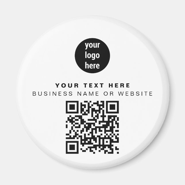 QR Code Business Logo Modern Minimalist Business  Magnet (Front)