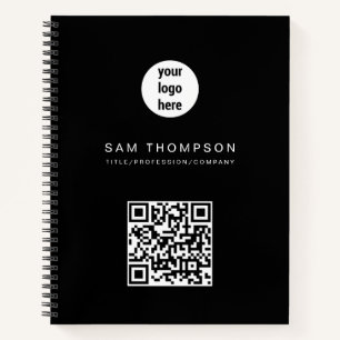 QR Code Business Logo Modern Minimalist Business Notebook