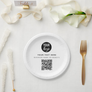 QR Code Business Logo Modern Minimalist Business Paper Plate