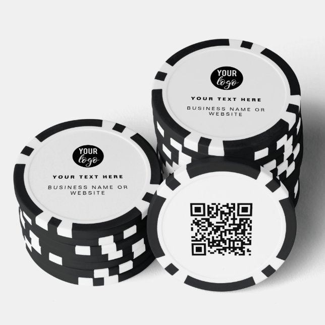 QR Code Business Logo Modern Minimalist Business  Poker Chips (Stack)