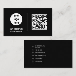 QR Code Business Logo Modern Minimalist Card