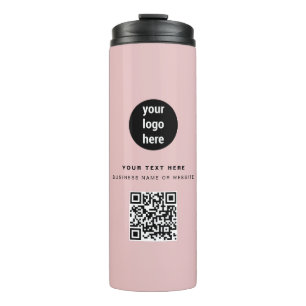 QR Code Business Logo Modern Minimalist Pink Thermal Tumbler