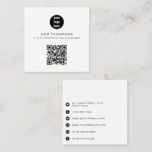 QR Code Business Logo Modern Minimalist  Square Business Card