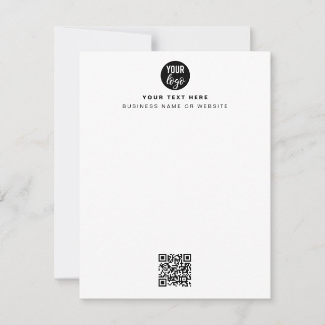 QR Code Business Logo Modern Minimalist White Card (Front)