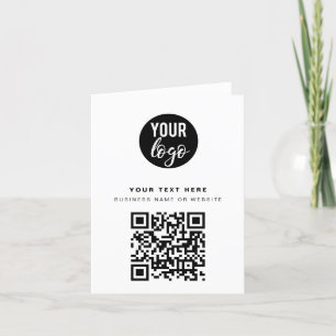 QR Code Business Logo Modern Minimalist White Holiday Card