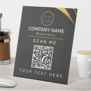 QR Code Business Logo Modern Pedestal Sign