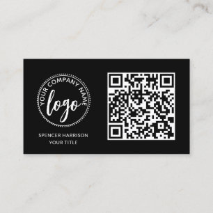 QR Code Business Logo Modern Professional Black Business Card