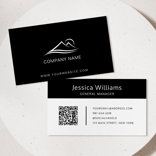 QR Code Business Logo Modern Professional Black Card (Creator Uploaded)