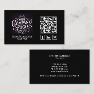 QR Code Business Logo Modern Professional Black Card