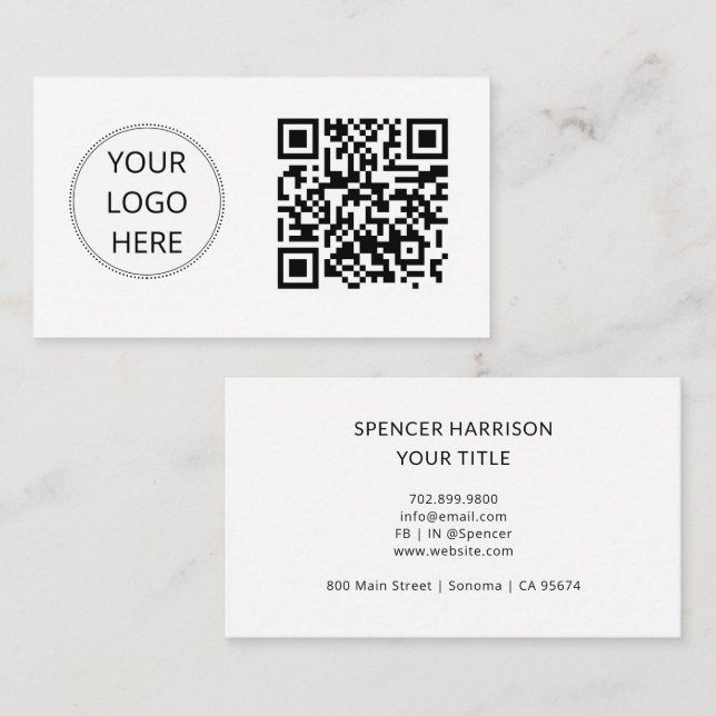 QR Code Business Logo Modern Professional Business Card (Front/Back)