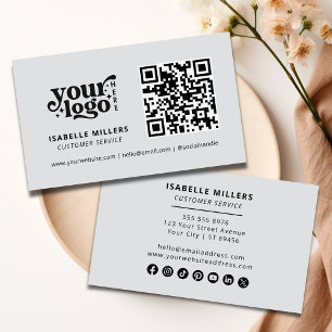 QR Code Business Logo Modern Professional Grey Business Card