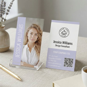 QR Code Business Logo Modern Professional Lavender Card