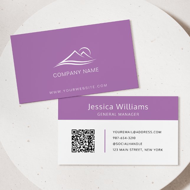 QR Code Business Logo Modern Professional Purple Card (Creator Uploaded)