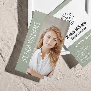 QR Code Business Logo Modern Professional Sage Business Card