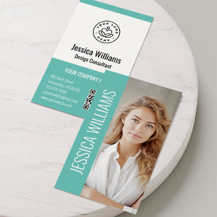QR Code Business Logo Modern Professional Teal Business Card