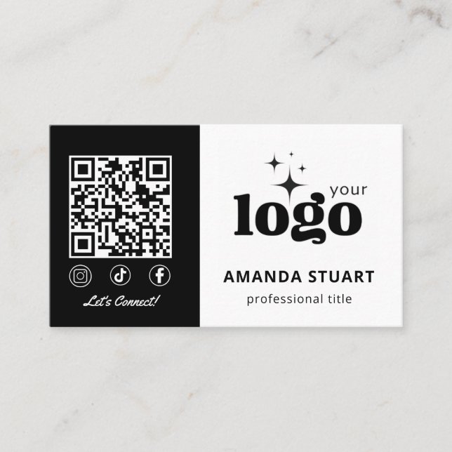 QR Code Business Logo Modern Professional Template Business Card (Front)