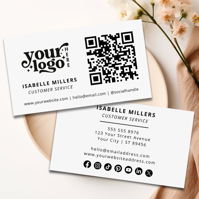 QR Code Business Logo Modern Professional White Card (QR Code Business Logo Modern Professional White Business Card)