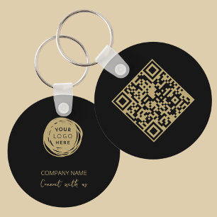 QR Code Business Logo Name Key Ring