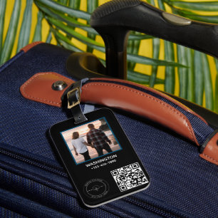 Qr Code Business Logo Name picture Title Details Luggage Tag