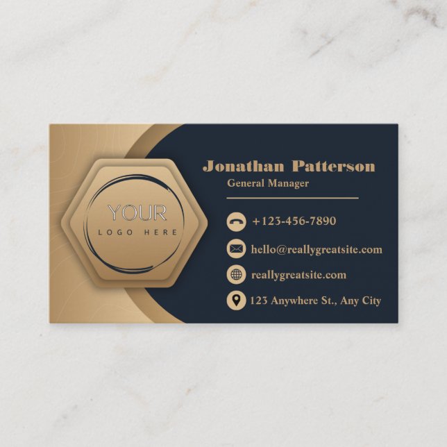 QR Code Business Logo | Navy Modern Professional  Card (Front)