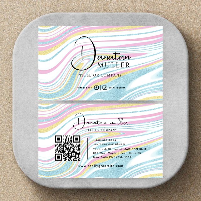 QR Code Business Logo opal stone Business Card (Creator Uploaded)