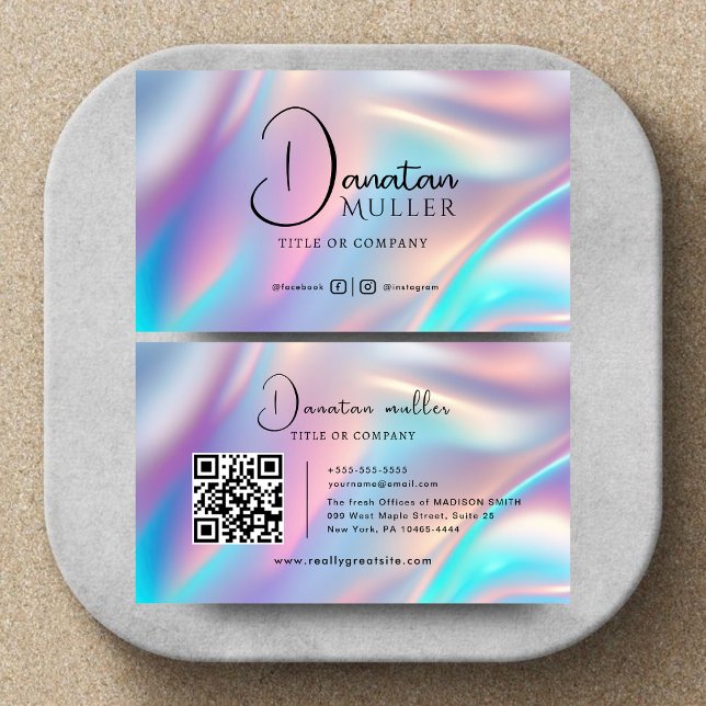 QR Code Business Logo opal stone Card (Creator Uploaded)