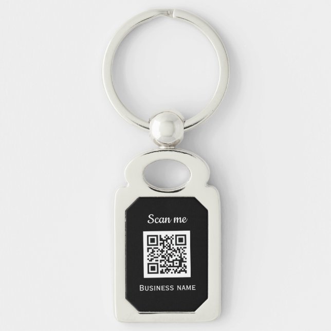 QR Code Business Logo Professional Black Key Ring (Front)