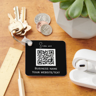 QR Code Business Logo Professional Black Key Ring