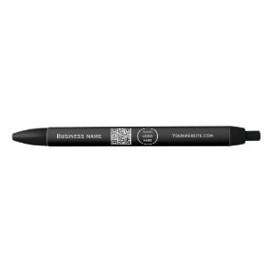QR Code Business Logo Professional Black Modern Ink Pen