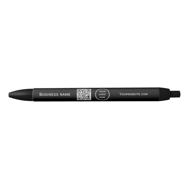 QR Code Business Logo Professional Black Modern Ink Pen (Front)
