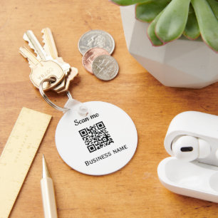 QR Code Business Logo Professional Black Modern Key Ring