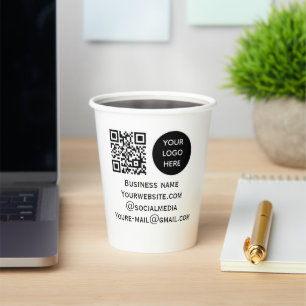 QR Code Business Logo Professional Black Modern Paper Cups