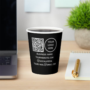 QR Code Business Logo Professional Black Modern Paper Cups