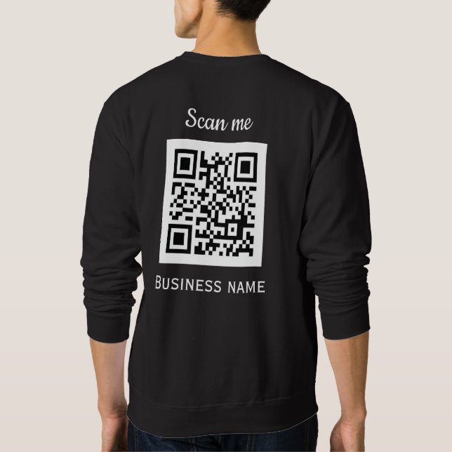 QR Code Business Logo Professional Black Modern Sweatshirt (Back)