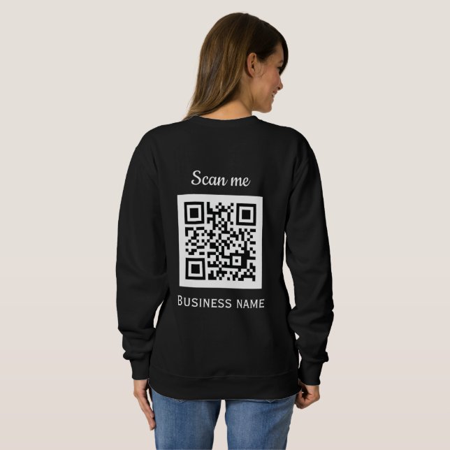 QR Code Business Logo Professional Black Modern Sweatshirt (Back Full)