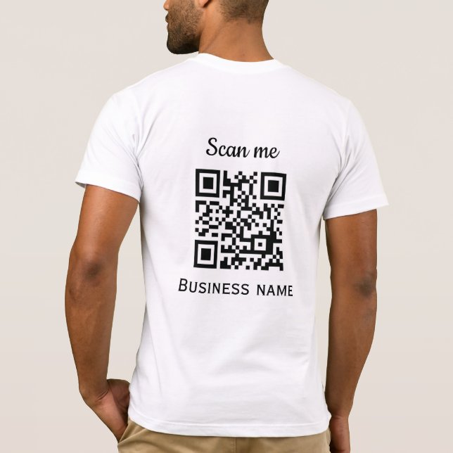 QR Code Business Logo Professional Black Modern T-Shirt (Back)