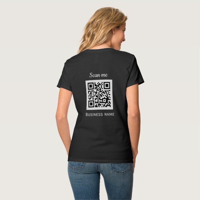 QR Code Business Logo Professional Black Modern T-Shirt (Back Full)